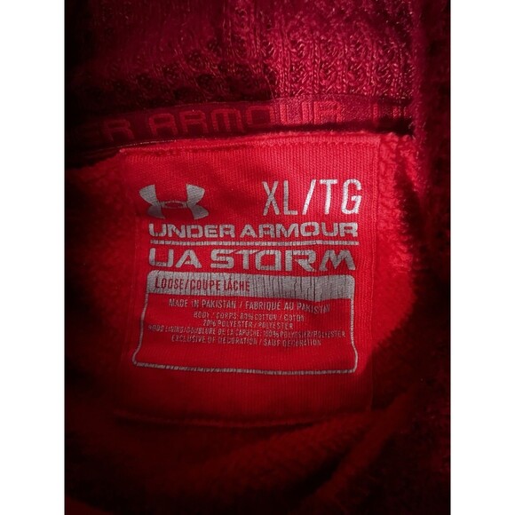 Under Armour UA Storm Hoodie Pullover Red Mens Medium Big Logo Embroidered SZ XL - Picture 3 of 10
